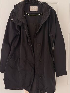Athleta Black Hooded Trench Coat